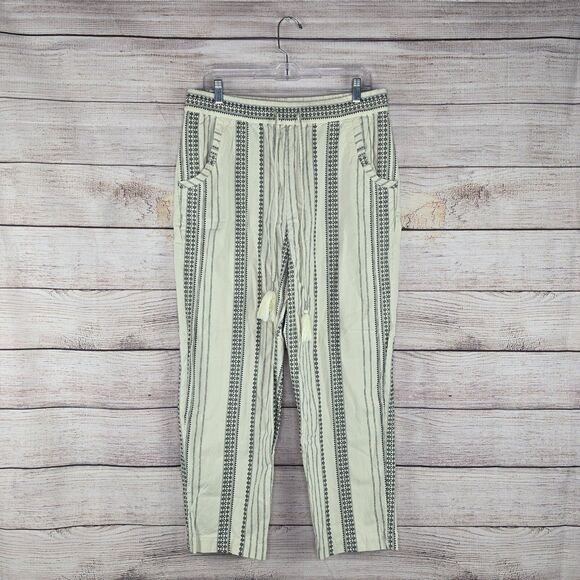 by Anthropologie Beach Trousers Textured Boho High Rise Ankle Pants Large - Picture 1 of 9